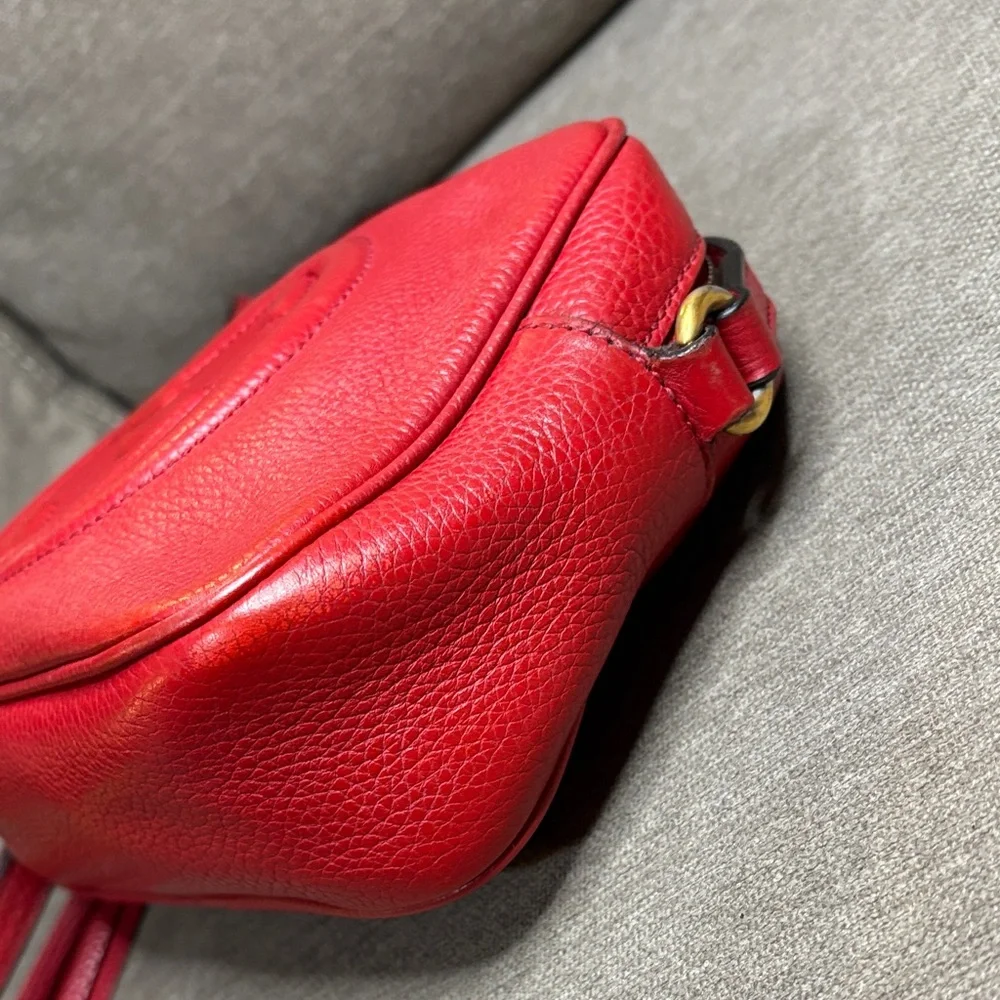 Authentic Gucci Soho Red Disco Leather Crossbody with Tassel